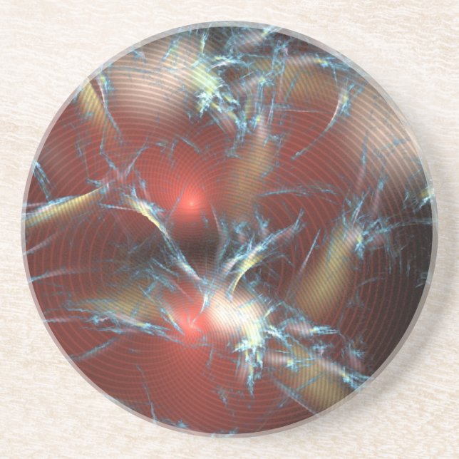 Broken Red Stoplight Abstract Coaster (Front)