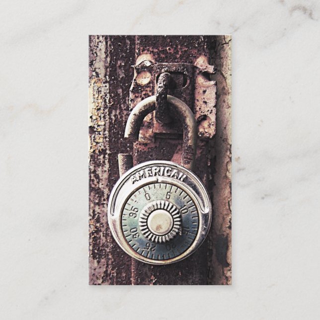 Broken Rusty American Padlock Security Business Card (Front)