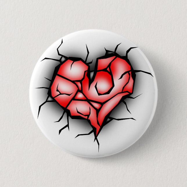 Broken & Shattered Heart 2 Inch Round Button (Front)
