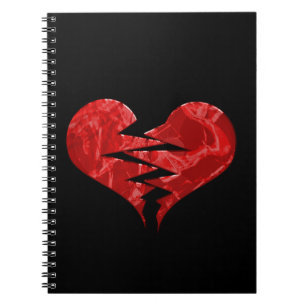 BROKEN TORN RED HEART LOVE EMO ENDS UNHAPPY FEELIN NOTEBOOK