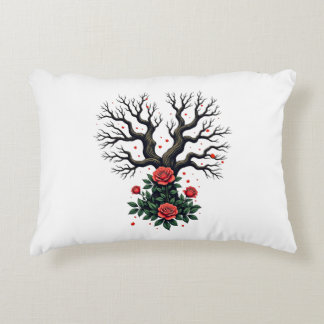 Broken trees and intertwined roses accent pillow