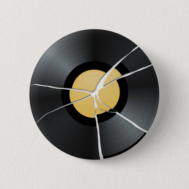 Broken Vinyl Record 2 Inch Round Button (Front)