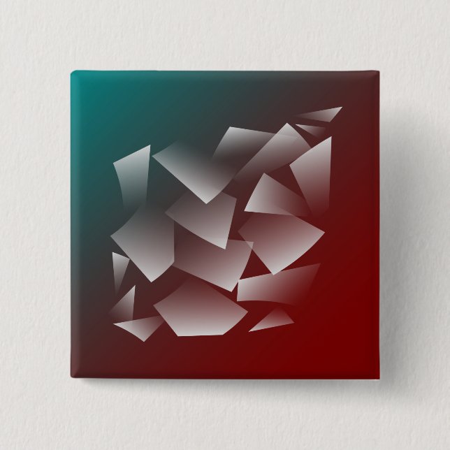 broken white on teal burgundy 2 inch square button (Front)