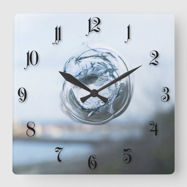 Broken windows square wall clock (Front)