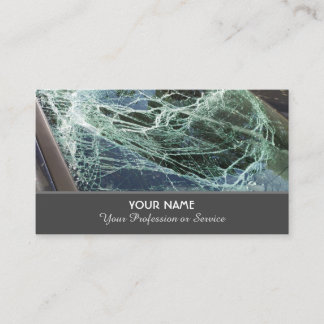 Broken windshield glass for car repair experts business card