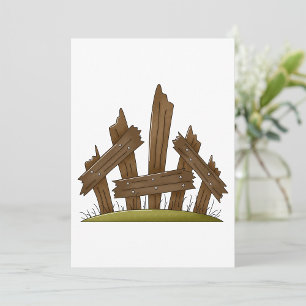 Broken Wooden Fence Rustic Farmyard  Invitation