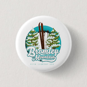 Bromley Mountain Peru Vermont US Ski logo Trucker 1 Inch Round Button