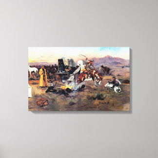 Bronc in Cow Camp by Charles M. Russell Canvas Print
