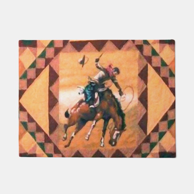 Bronc Rider 18" x 24" Western Door Mat (Front)