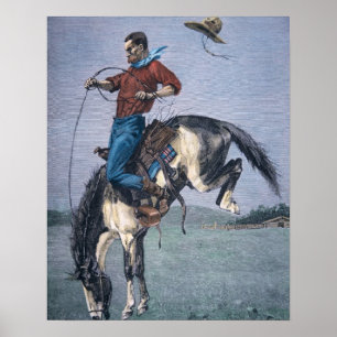 Bronco-Buster (coloured engraving) Poster