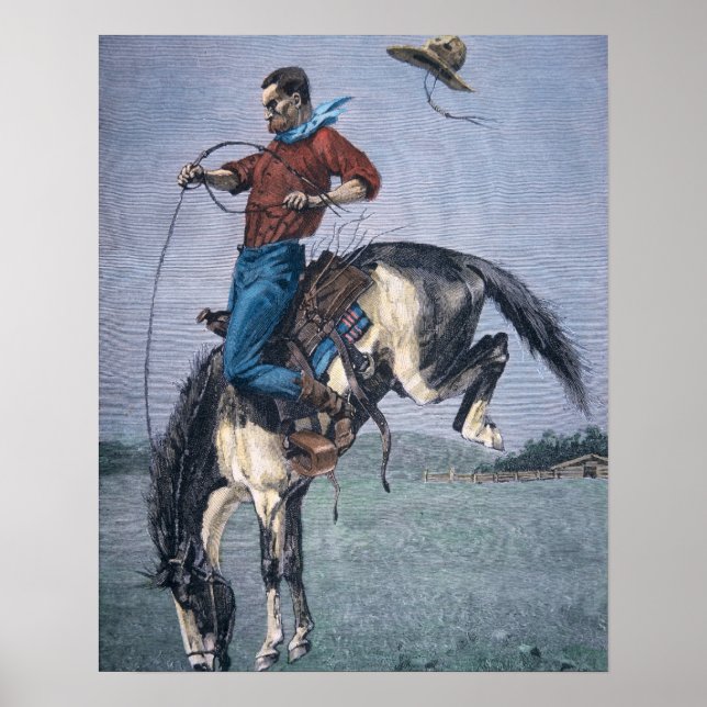 Bronco-Buster (coloured engraving) Poster (Front)