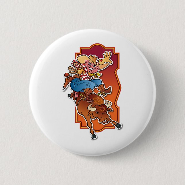 Bronco Pig 2 Inch Round Button (Front)