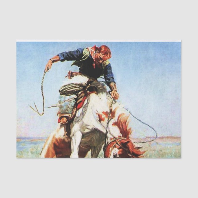 “Bronco Rider” Western Art by W Herbert Dunton Tissue Paper (Front)