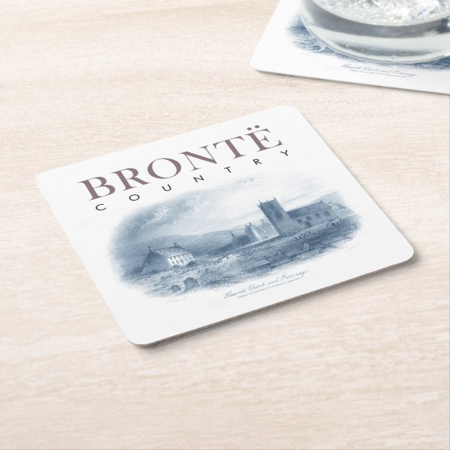 Bronte Country Haworth Church and Parsonage Square Paper Coaster (Angled)