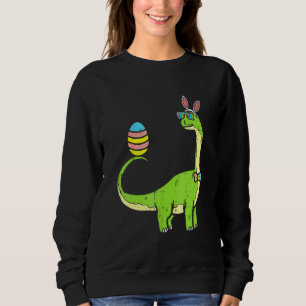 Brontosaurus Bunny Ears Egg Easter Day Cute Dinosa Sweatshirt