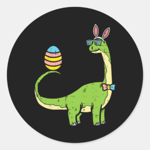 Brontosaurus Bunny Ears Egg Easter Day Dinosaur Di Classic Round Sticker