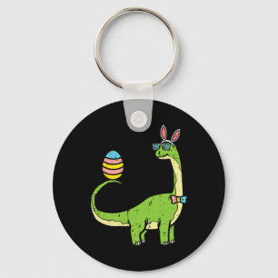 Brontosaurus Bunny Ears Egg Easter Day Dinosaur Di Keychain
