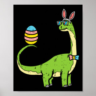 Brontosaurus Bunny Ears Egg Easter Day Dinosaur Di Poster