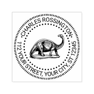 Brontosaurus Dinosaur Name Return Address Self-inking Stamp