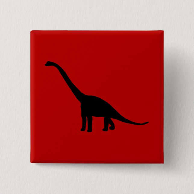 Brontosaurus Dinosaur Shadow Prehistoric Animals 2 Inch Square Button (Front)