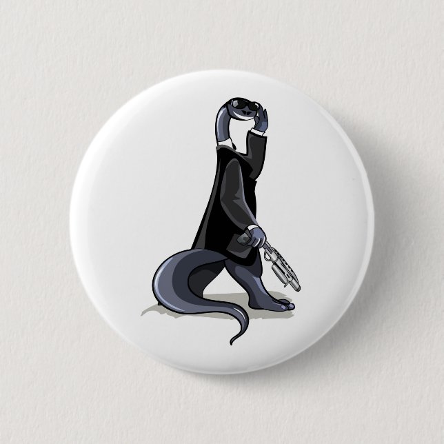 Brontosaurus Dressed As A Movie Character. 2 Inch Round Button (Front)