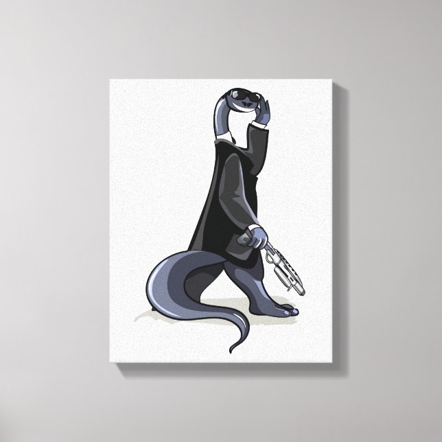 Brontosaurus Dressed As A Movie Character. Canvas Print (Front)