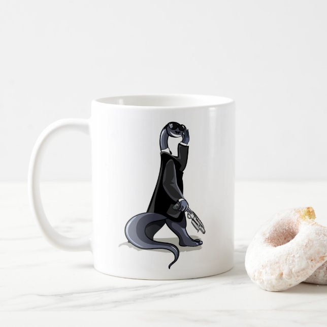 Brontosaurus Dressed As A Movie Character. Coffee Mug (With Donut)