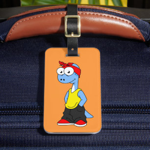Brontosaurus Dressed In Hip Hop Clothing. Luggage Tag