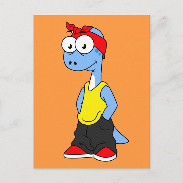 Brontosaurus Dressed In Hip Hop Clothing. Postcard (Front)