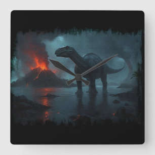 Brontosaurus Fun Ecology  Square Wall Clock