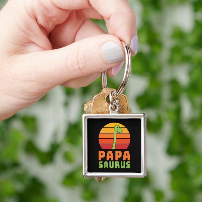 Brontosaurus Papasaurus Dinosaur Father's Day Keychain (Hand)