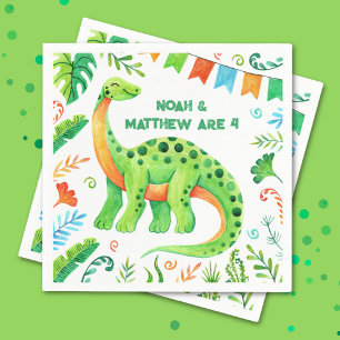 Brontosaurus Prehistoric Dinosaur Joint Birthday Napkin