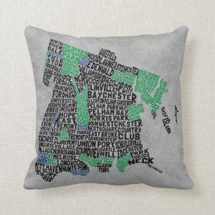 Bronx New York City Typography Map Throw Pillow