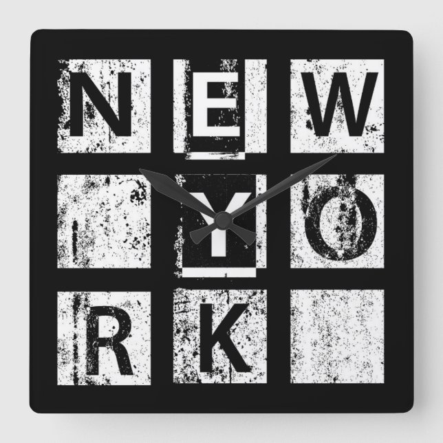 Bronx New York | Grunge Typography Square Wall Clock (Front)