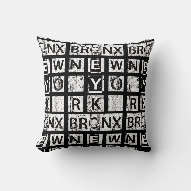 Bronx New York | Grunge Typography Throw Pillow (Front)