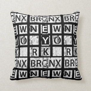 Bronx New York   Grunge Typography Throw Pillow