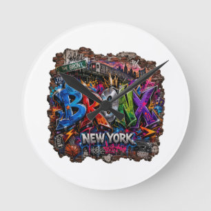 Bronx New York Urban Graffiti Street Art Round Clock