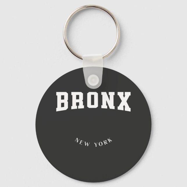 Bronx New York White  Keychain (Front)
