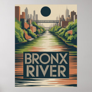 Bronx River Waterfront Park Urban Nature Scene Poster