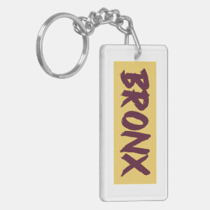 Bronx Text Base Design on Yellow Background Keychain