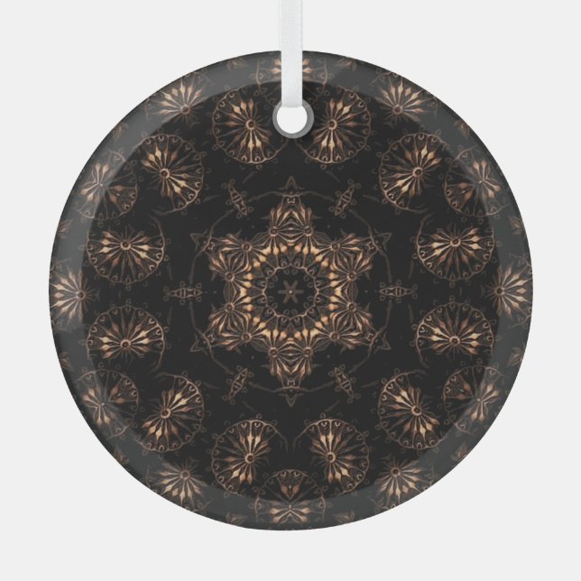 Bronze Age Mandala  Glass Ornament (Front)