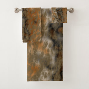 Bronze and Copper Marble Abstract Bath Towel Set