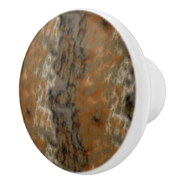 Bronze and Copper Marble Abstract Ceramic Knob (Right)