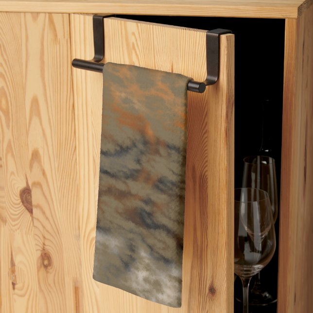 Bronze and Copper Marble Abstract Kitchen Towel (Thirds Fold)