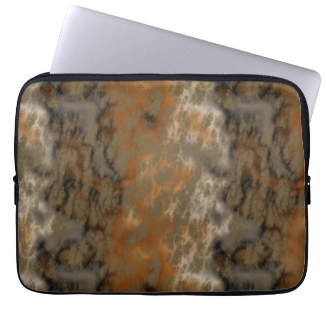 Bronze and Copper Marble Abstract Laptop Sleeve (Front)
