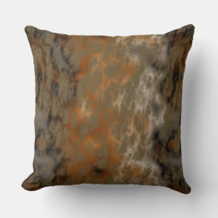 Bronze and Copper Marble Abstract Throw Pillow