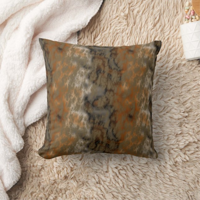 Bronze and Copper Marble Abstract Throw Pillow (Blanket)