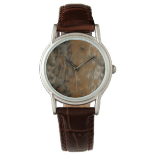 Bronze and Copper Marble Abstract Watch
