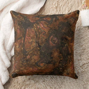 Bronze and Pink Stone Abstract Throw Pillow