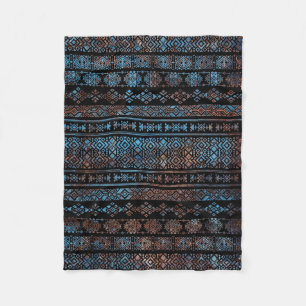 Bronze and Rust Vintage  Aztec Peruvian Tribal Pat Fleece Blanket